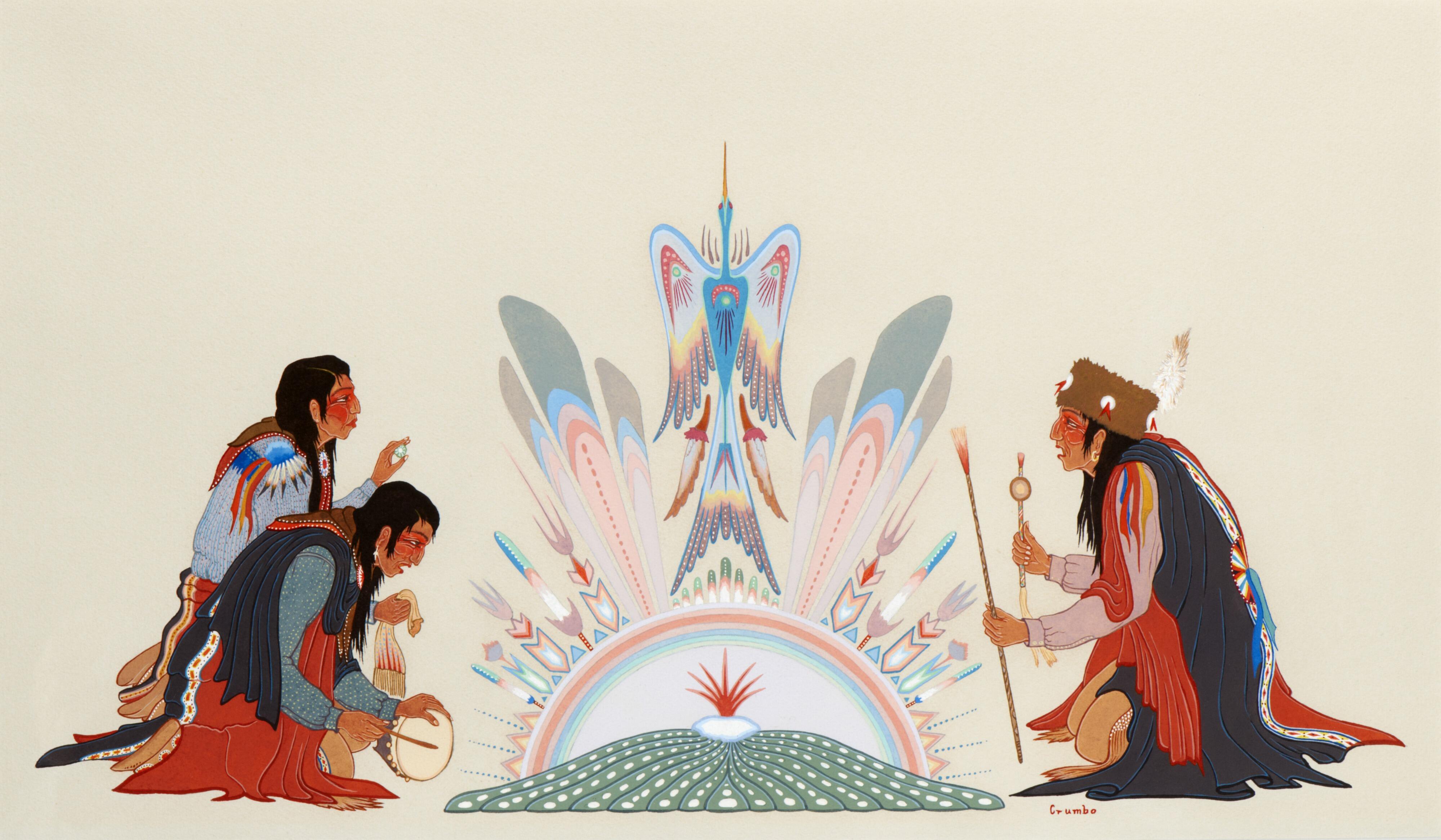 Peyote Religious Ceremony / Woodrow Wilson Crumbo Gilcrease Museum